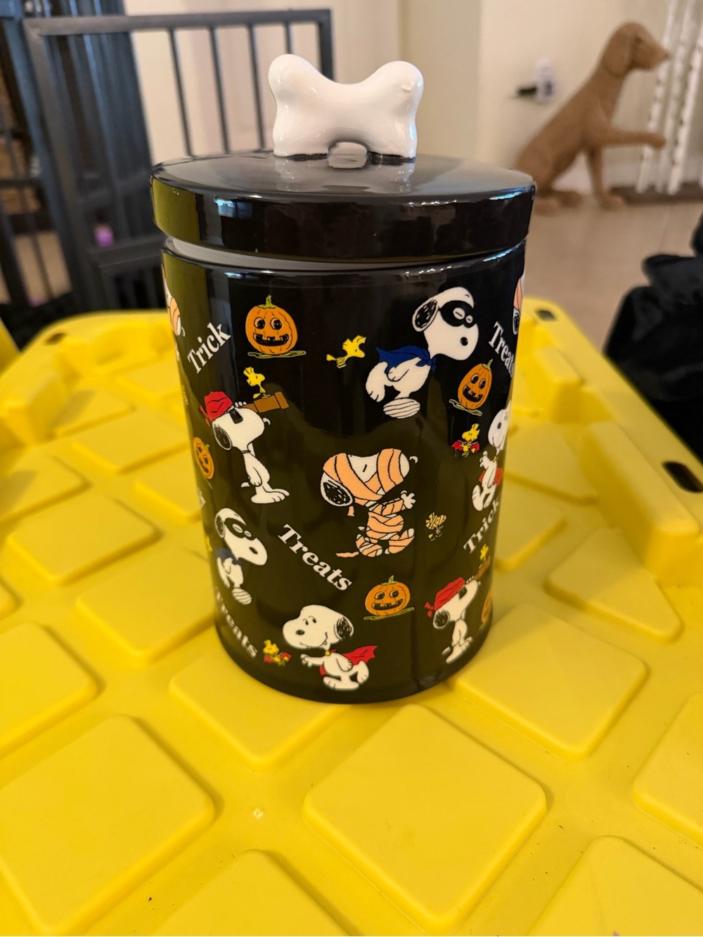 Peanuts Snoopy Halloween Black Ceramic Treat Canister